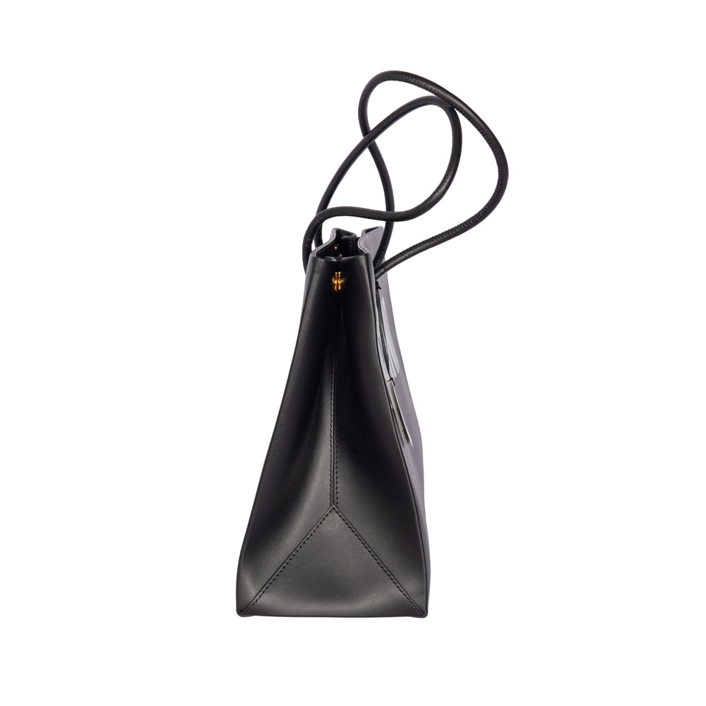 MOSCHINO Black Leather Logo Tote Bag Medium - Picture 4 of 8